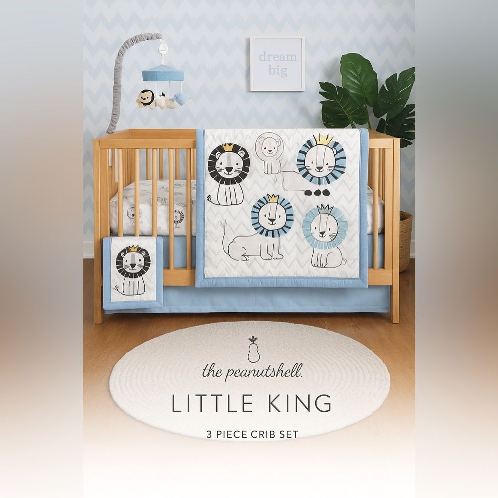 The Peanutshell Little King Lion 3 Piece Crib Bedding Set NWT